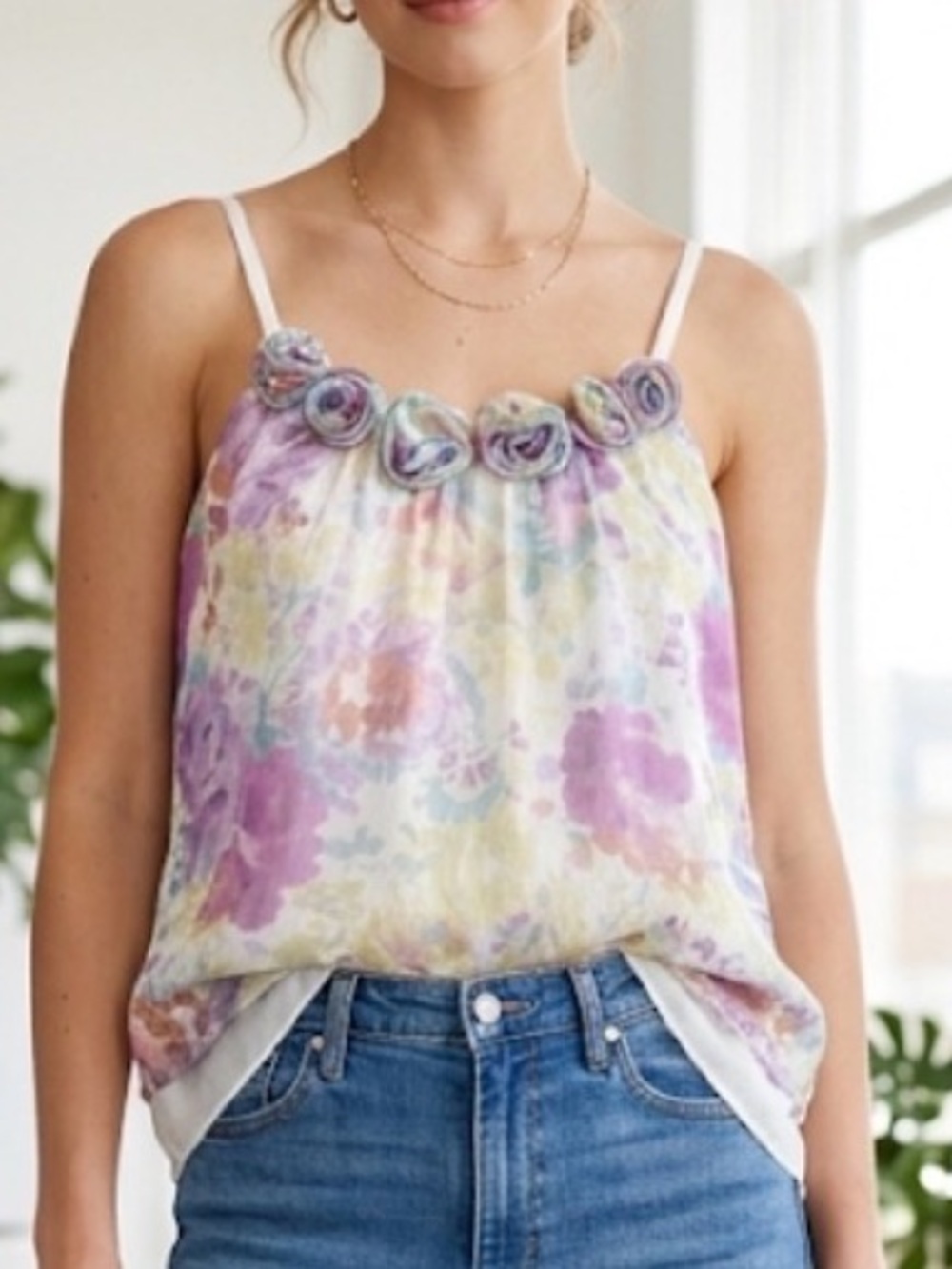 Twenty One Floral Rosette Cami Top Medium